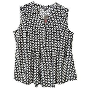 Cocomo Women's Plus Size 2X Black & Ivory Geo Print Pintuck Sleeveless Top